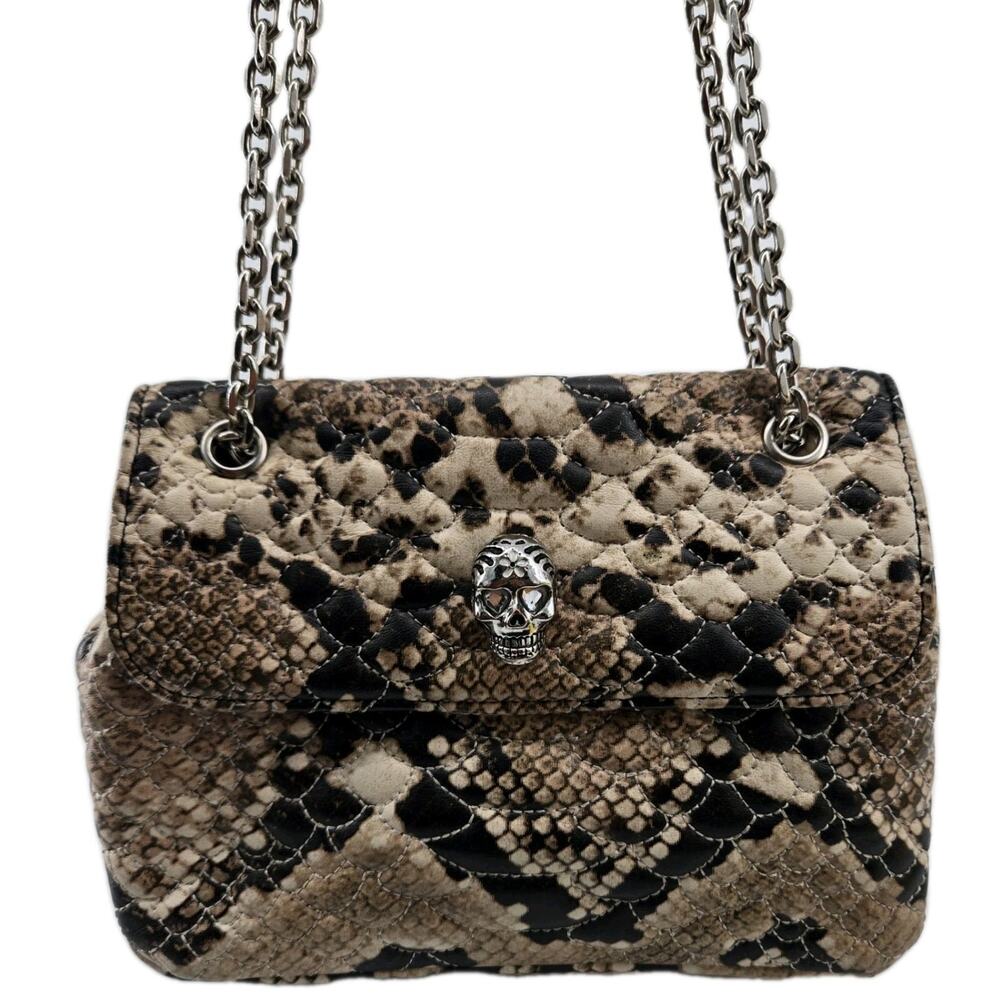Betsey Johnson Quilted Leopard Skull Chain Shoulder Bag Or Crossbody Purse